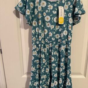 Kids Floral Green Dress